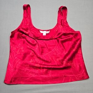 VTG Victorias Secret Red Floral Satin Cami Tank Top Dark Romantic Y2K Romantic